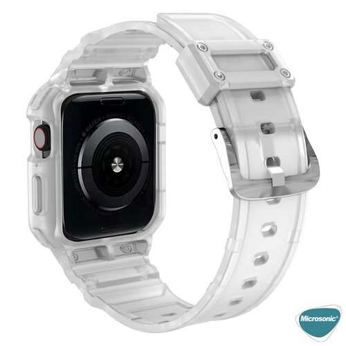 Microsonic Apple Watch 9 41mm Kordon Single Apex Resist Şeffaf