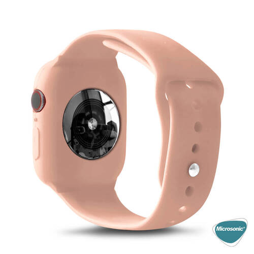 Microsonic Apple Watch SE 2022 40mm Kordon 360 Coverage Silicone Beyaz