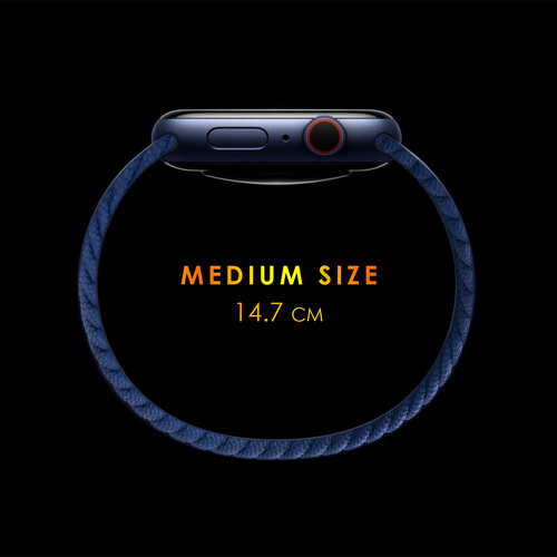 Microsonic Apple Watch SE 2022 40mm Kordon, (Medium Size, 147mm) Braided Solo Loop Band Siyah