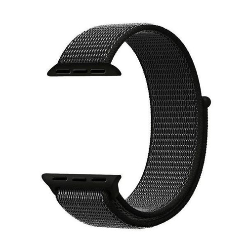 Microsonic Apple Watch SE 2022 44mm Hasırlı Kordon Woven Sport Loop Siyah