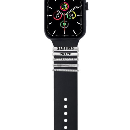 Microsonic Apple Watch SE 2022 44mm Kordon Aksesuarı Blessed Faith Charm Gümüş