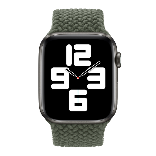 Microsonic Apple Watch SE 2022 44mm Kordon, (Medium Size, 147mm) Braided Solo Loop Band Koyu Yeşil