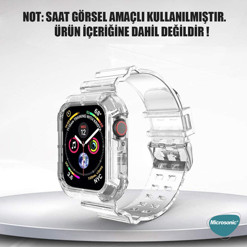 Microsonic Apple Watch SE 2022 44mm Kordon Transparent Clear Band Şeffaf
