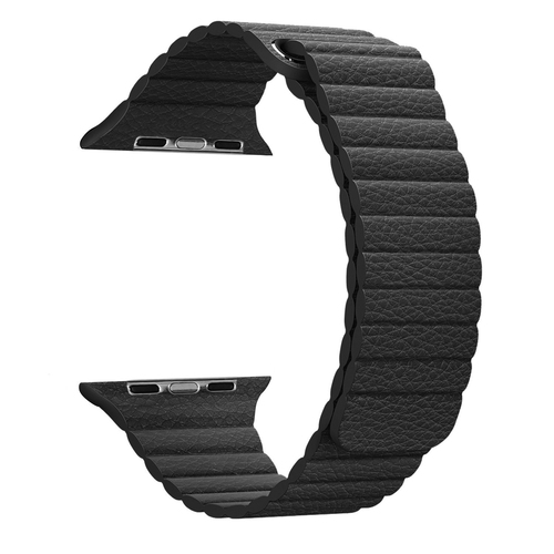 Microsonic Apple Watch SE 2022 44mm Twist Leather Loop Kordon Siyah