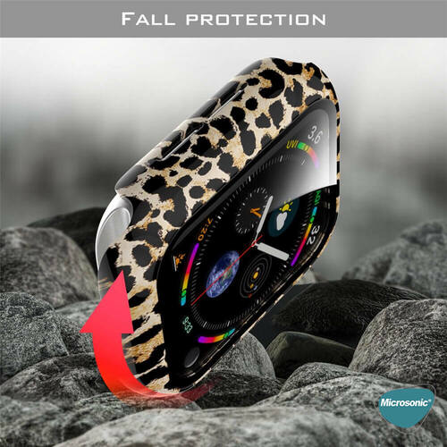 Microsonic Apple Watch SE 40mm Kılıf Hard Full Protective Cover Bumper Leopard