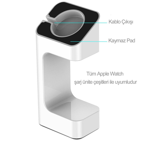 Microsonic Apple Watch Series 2 42mm Masaüstü Şarj Standı Dock Beyaz