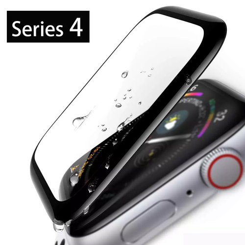 Microsonic Apple Watch Series 4 44mm Tam Kaplayan Temperli Cam Full Ekran koruyucu Siyah