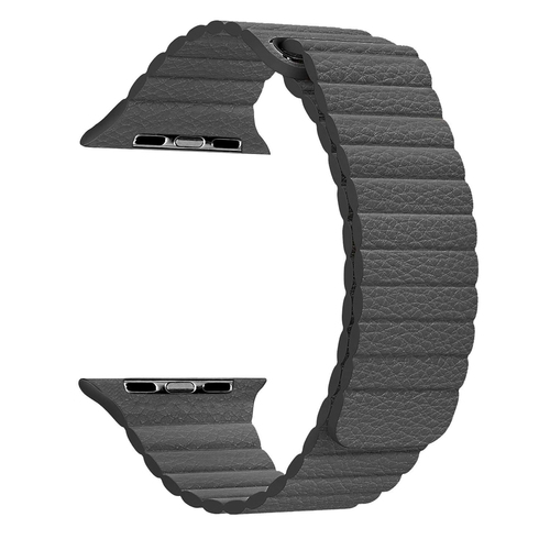 Microsonic Apple Watch Series 7 45mm Twist Leather Loop Kordon Gri