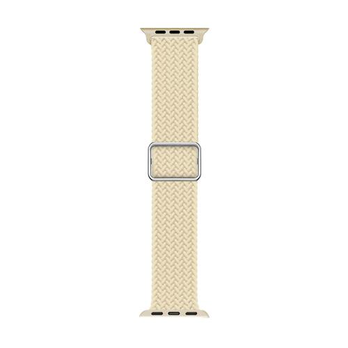 Microsonic Apple Watch Series 9 41mm Kordon Braided Loop Band Bej