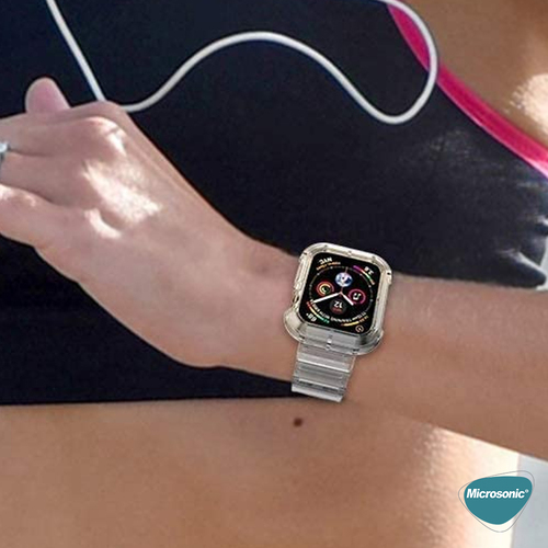 Microsonic Apple Watch Series 9 41mm Kordon Transparent Clear Band Şeffaf