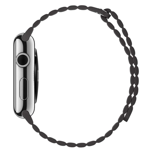 Microsonic Apple Watch Series 9 41mm Twist Leather Loop Kordon Siyah