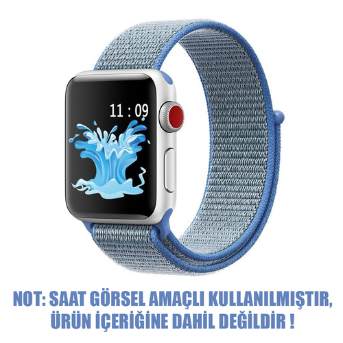 Microsonic Apple Watch Series 9 45mm Hasırlı Kordon Woven Sport Loop Mavi