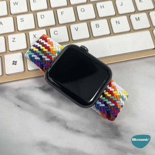 Microsonic Apple Watch Ultra 2 Kordon, (Small Size, 127mm) Braided Solo Loop Band Pride Edition