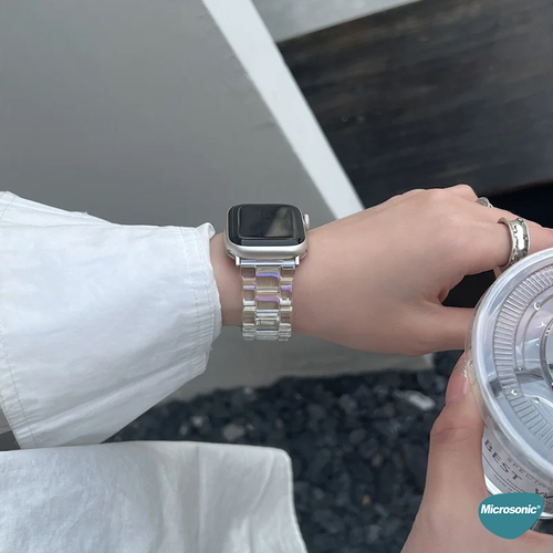 Microsonic Apple Watch Ultra 2 Kordon Stainless Transparent Clear Çok Renkli