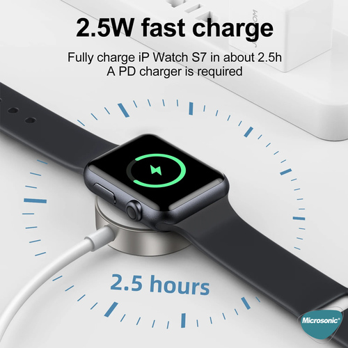 Microsonic Apple Watch Ultra 2 Masaüstü Manyetik Hızlı Şarj Aygıtı - Type-C Kablosu Beyaz