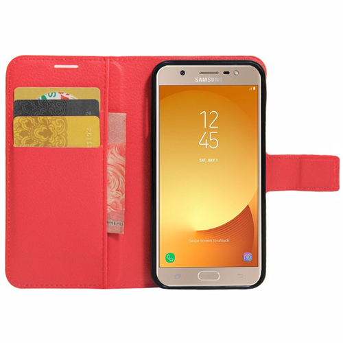 Microsonic Cüzdanlı Deri Samsung Galaxy J7 Max Kılıf Kırmızı