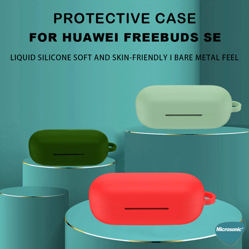 Microsonic Huawei FreeBuds SE Kılıf Askılı Mat Silikon Pembe