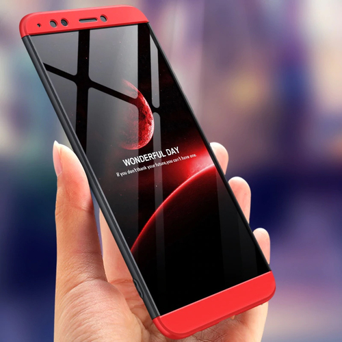 Microsonic Huawei Honor 7S Kılıf Double Dip 360 Protective Siyah Kırmızı