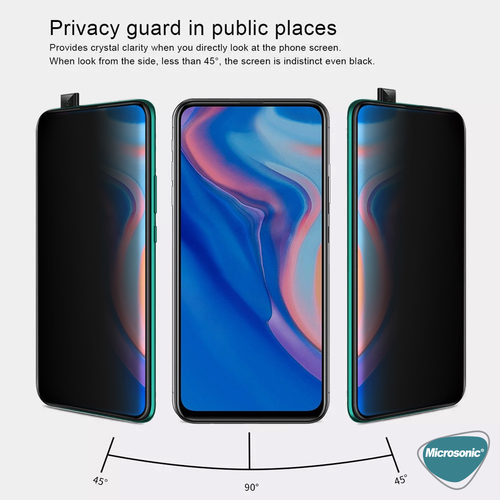 Microsonic Huawei Honor 9X Privacy 5D Gizlilik Filtreli Cam Ekran Koruyucu Siyah