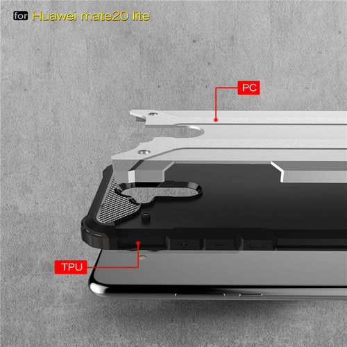 Microsonic Huawei Mate 20 Lite Kılıf Rugged Armor Gümüş