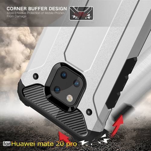 Microsonic Huawei Mate 20 Pro Kılıf Rugged Armor Gümüş