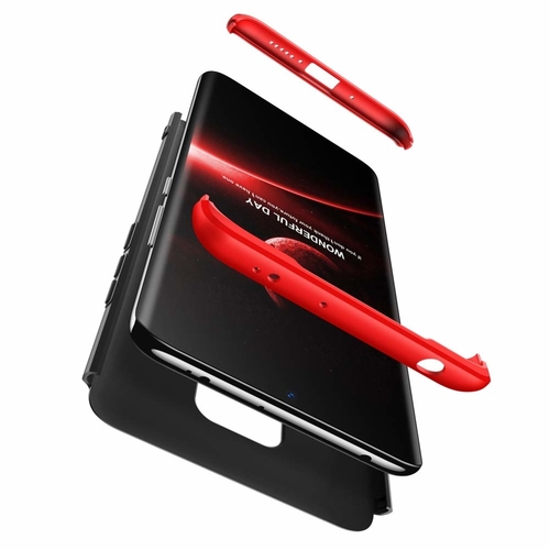 Microsonic Huawei Mate 30 Lite Kılıf Double Dip 360 Protective Siyah Kırmızı