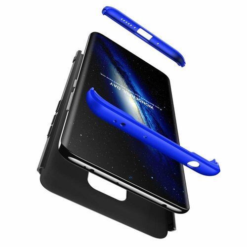 Microsonic Huawei Mate 30 Lite Kılıf Double Dip 360 Protective Siyah Mavi