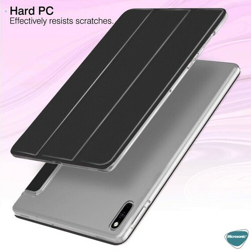Microsonic Huawei MatePad 11 Kılıf Slim Translucent Back Smart Cover Siyah
