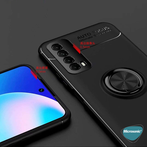 Microsonic Huawei P Smart 2021 Kılıf Kickstand Ring Holder Kırmızı