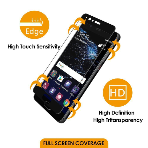 Microsonic Huawei P10 3D Kavisli Temperli Cam Ekran koruyucu Kırılmaz Film Siyah