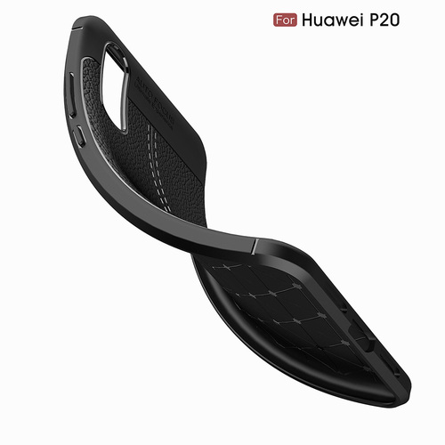 Microsonic Huawei P20 Kılıf Deri Dokulu Silikon Siyah