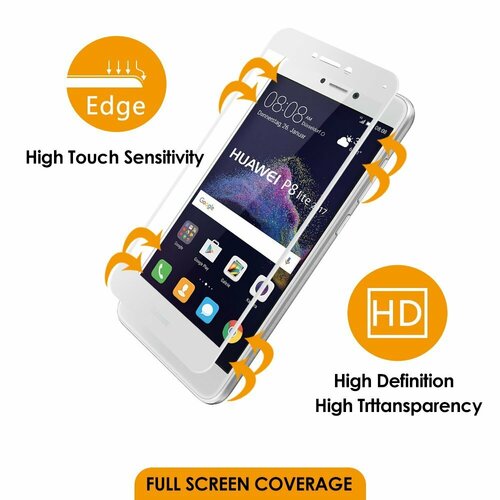 Microsonic Huawei P9 Lite 2017 3D Kavisli Temperli Cam Ekran koruyucu Kırılmaz Film Beyaz