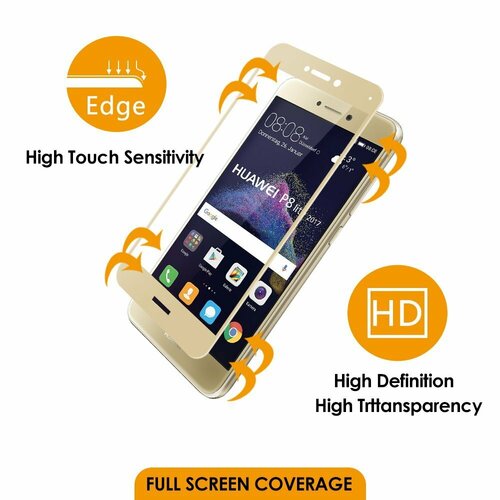 Microsonic Huawei P9 Lite 2017 3D Kavisli Temperli Cam Ekran koruyucu Kırılmaz Film Gold