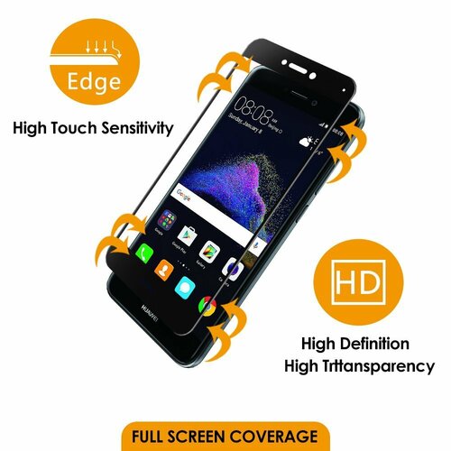 Microsonic Huawei P9 Lite 2017 3D Kavisli Temperli Cam Ekran koruyucu Kırılmaz Film Siyah