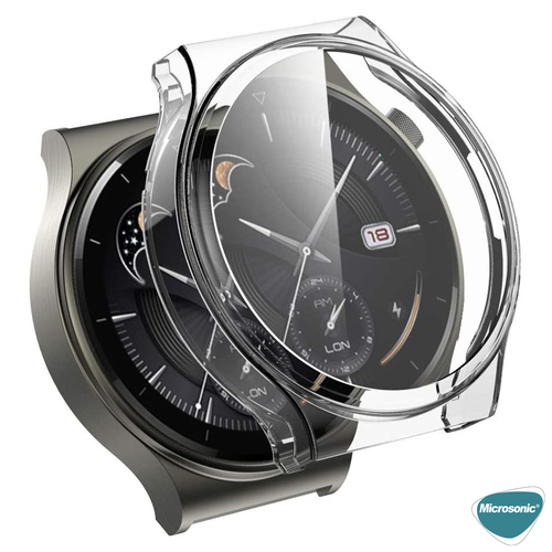 Microsonic Huawei Watch GT 3 Pro 43mm Seramik Kılıf 360 Full Round Soft Silicone Şeffaf