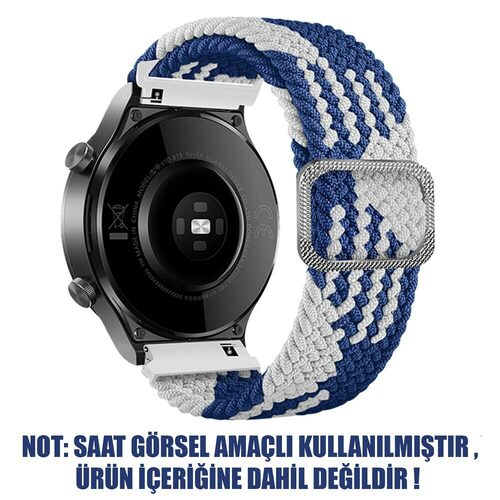 Microsonic Huawei Watch GT3 46mm Kordon Braided Loop Band Mavi Beyaz