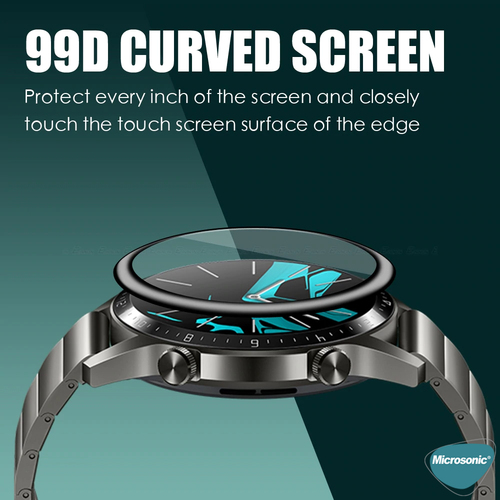 Microsonic Huawei Watch GT4 46mm Tam Kaplayan Temperli Cam Full Ekran Koruyucu Siyah