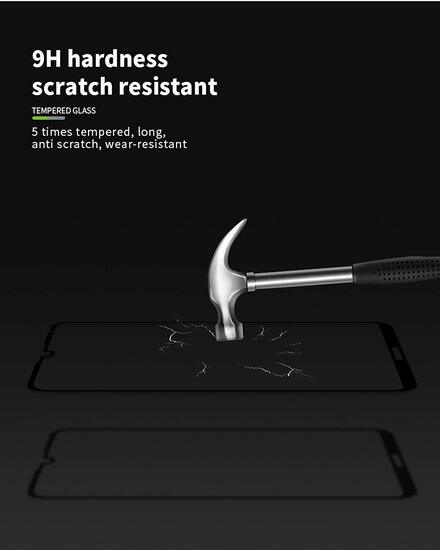 Microsonic Huawei Y5 2019 Tam Kaplayan Temperli Cam Ekran Koruyucu Siyah