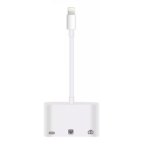 Microsonic Lightning to Ethernet & USB Adapter Kablo, iPhone, iPad USB, Ethernet Dönüştürücü Adaptör Beyaz