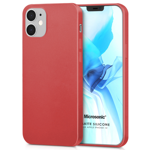 Microsonic Matte Silicone Apple iPhone 12 Kılıf Kırmızı