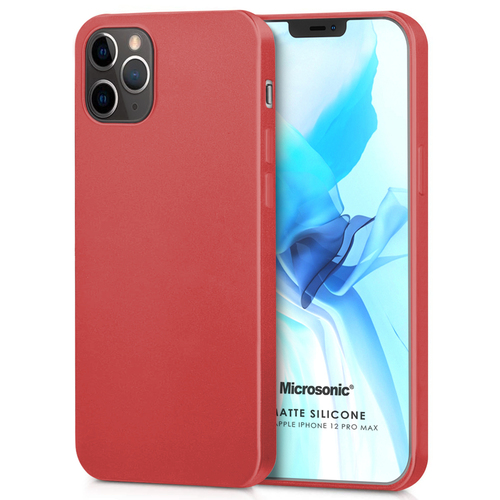 Microsonic Matte Silicone Apple iPhone 12 Pro Max Kılıf Kırmızı