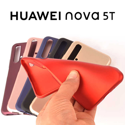 Microsonic Matte Silicone Huawei Nova 5T Kılıf Kırmızı
