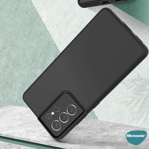 Microsonic Matte Silicone Samsung Galaxy S21 Ultra Kılıf Siyah