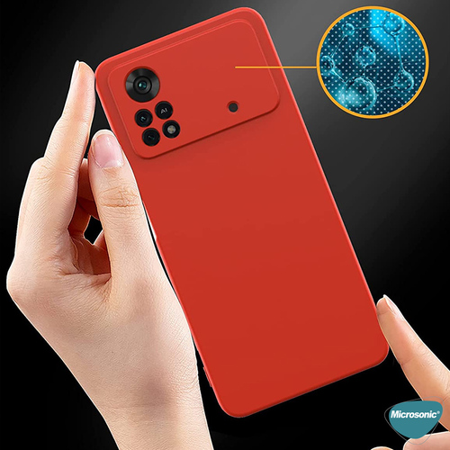 Microsonic Matte Silicone Xiaomi Poco X4 Pro 5G Kılıf Kırmızı