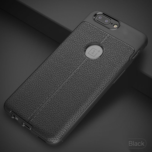 Microsonic OnePlus 5 Kılıf Deri Dokulu Silikon Siyah