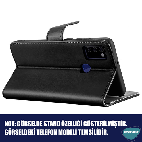 Microsonic Oppo A15 Kılıf Delux Leather Wallet Siyah