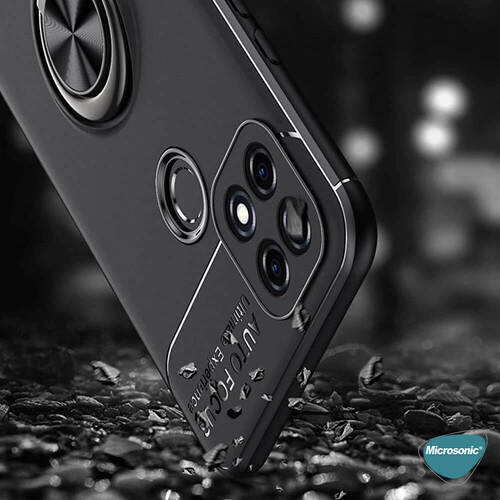 Microsonic Oppo A15s Kılıf Kickstand Ring Holder Siyah
