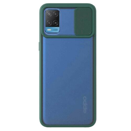 Microsonic Oppo A54 4G Kılıf Slide Camera Lens Protection Koyu Yeşil