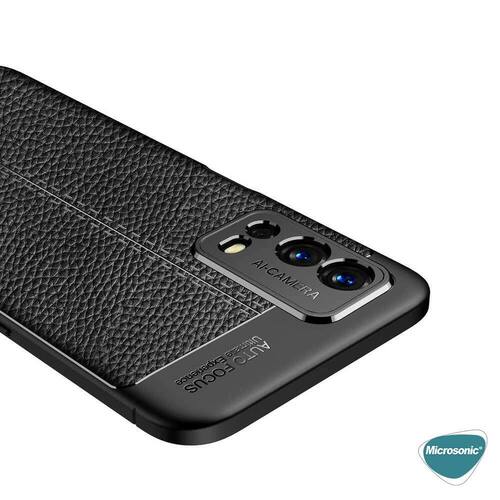 Microsonic Oppo A55 4G Kılıf Deri Dokulu Silikon Siyah