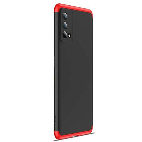 Microsonic Oppo A74 4G Kılıf Double Dip 360 Protective Siyah Kırmızı
